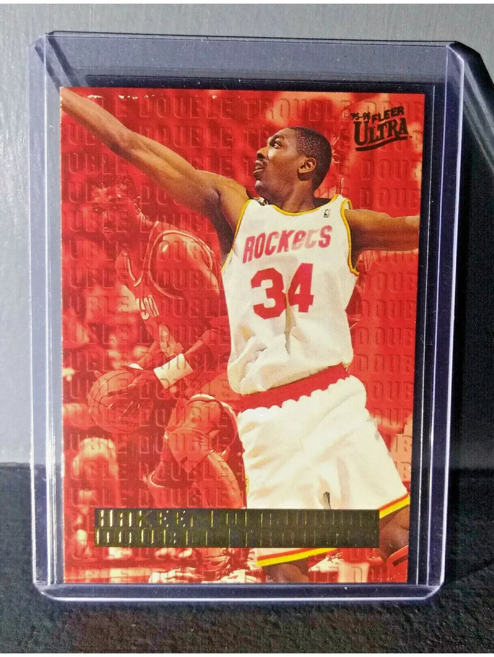 1995-96 Hakeem Olajuwon Fleer Ultra Double Trouble #5 Basketball Card